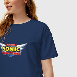 Футболка оверсайз женская Team Sonic racing - logo, цвет: тёмно-синий — фото 2