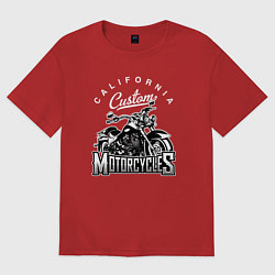 Футболка оверсайз женская Мотоцикл монохром, цвет: красный