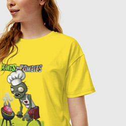 Футболка оверсайз женская Зомби барбекю, цвет: желтый — фото 2