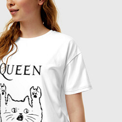 Футболка оверсайз женская Queen - rock cat, цвет: белый — фото 2