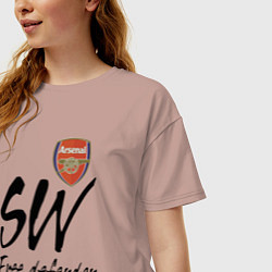Футболка оверсайз женская Arsenal - sweeper - England - London, цвет: пыльно-розовый — фото 2