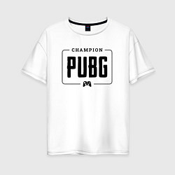 Женская футболка оверсайз PUBG gaming champion: рамка с лого и джойстиком