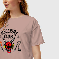 Футболка оверсайз женская Hellfire сlub art, цвет: пыльно-розовый — фото 2