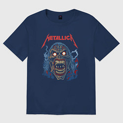 Футболка оверсайз женская Metallica skull, цвет: тёмно-синий