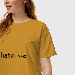 Футболка оверсайз женская I Hate Sex, цвет: горчичный — фото 2