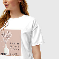 Футболка оверсайз женская Вера надежда любовь, цвет: белый — фото 2
