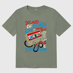 Женская футболка оверсайз Касссета ретро звук