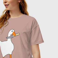 Футболка оверсайз женская Опасный гусь, цвет: пыльно-розовый — фото 2