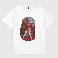 Футболка оверсайз женская Sexy Christmas girl, цвет: белый