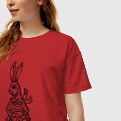 Футболка оверсайз женская Кролик на санках, цвет: красный — фото 2