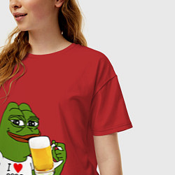 Футболка оверсайз женская Drink Pepe, цвет: красный — фото 2