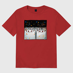 Женская футболка оверсайз Мрачные коты празднуют