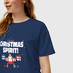 Футболка оверсайз женская Lift that Christmas spirit, цвет: тёмно-синий — фото 2