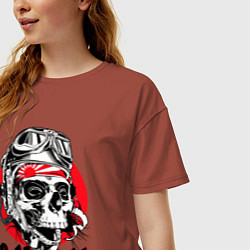Футболка оверсайз женская Череп камикадзе, цвет: кирпичный — фото 2