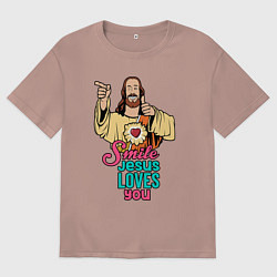 Женская футболка оверсайз Jesus Christ love u