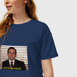 Футболка оверсайз женская I am dead inside - Майкл Скотт, цвет: тёмно-синий — фото 2
