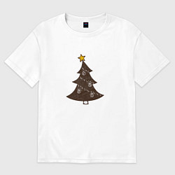 Женская футболка оверсайз Новогодняя нарядная ёлка