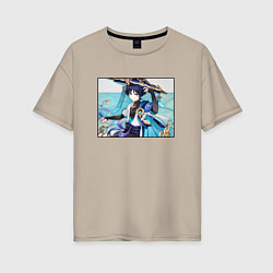 Женская футболка оверсайз Скарамучча Геншин импакт