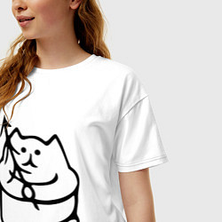 Футболка оверсайз женская Котик с елкой, цвет: белый — фото 2