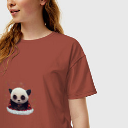 Футболка оверсайз женская Понурый панда, цвет: кирпичный — фото 2