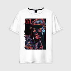 Женская футболка оверсайз Charlize Theron - movie star - glitch