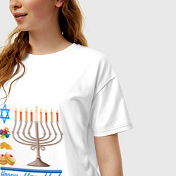 Футболка оверсайз женская Happy Hanukkah, цвет: белый — фото 2