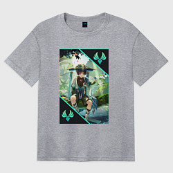 Женская футболка оверсайз Скарамучча анемо странник