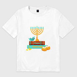 Футболка оверсайз женская Happy Hanukkah, цвет: белый