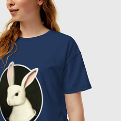 Футболка оверсайз женская Средневековый кролик, цвет: тёмно-синий — фото 2