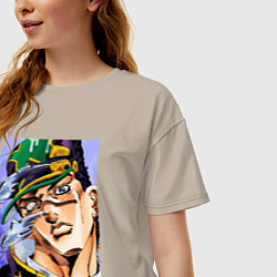 Футболка оверсайз женская Дзётаро Кудзё - face, цвет: миндальный — фото 2