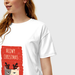 Футболка оверсайз женская Meowy christmas, цвет: белый — фото 2