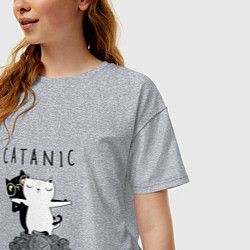 Футболка оверсайз женская Catanic quote, цвет: меланж — фото 2