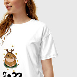 Футболка оверсайз женская Кролик с рогами 2023, цвет: белый — фото 2