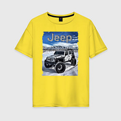 Женская футболка оверсайз Chrysler Jeep Wrangler в зимних горах
