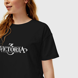 Футболка оверсайз женская Victoria 3 logo, цвет: черный — фото 2