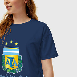 Футболка оверсайз женская Эмблема федерации футбола Аргентины, цвет: тёмно-синий — фото 2