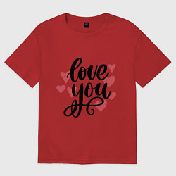 Футболка оверсайз женская Love U, цвет: красный
