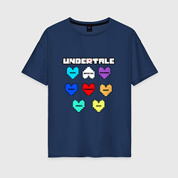 Футболка оверсайз женская Undertale - души 8 людей, цвет: тёмно-синий