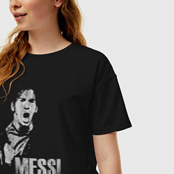 Футболка оверсайз женская Leo Messi scream, цвет: черный — фото 2