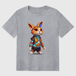 Футболка оверсайз женская Рыжий кролик при параде, цвет: меланж