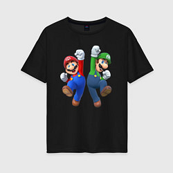 Женская футболка оверсайз Марио и Луиджи