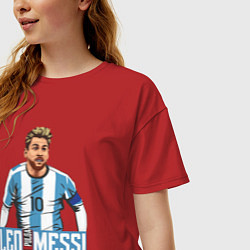 Футболка оверсайз женская Messi la pulga, цвет: красный — фото 2