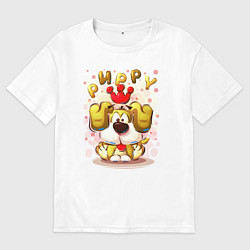 Футболка оверсайз женская Собака с короной, цвет: белый