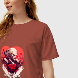 Футболка оверсайз женская Witcher: Geralt and heart, цвет: кирпичный — фото 2
