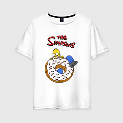 Женская футболка оверсайз Гомер на пончике