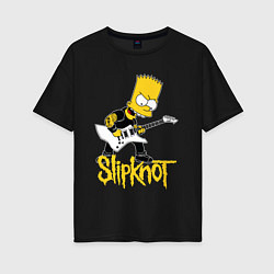 Женская футболка оверсайз Slipknot Барт Симпсон рокер
