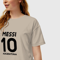 Футболка оверсайз женская Месси Аргентина автограф, цвет: миндальный — фото 2