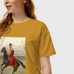Футболка оверсайз женская Николай II на коне, цвет: горчичный — фото 2
