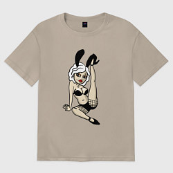 Футболка оверсайз женская Девушка с ушками, цвет: миндальный