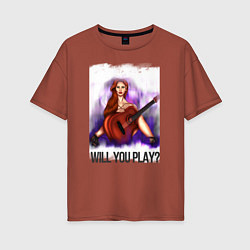 Женская футболка оверсайз Девушка с гитарой